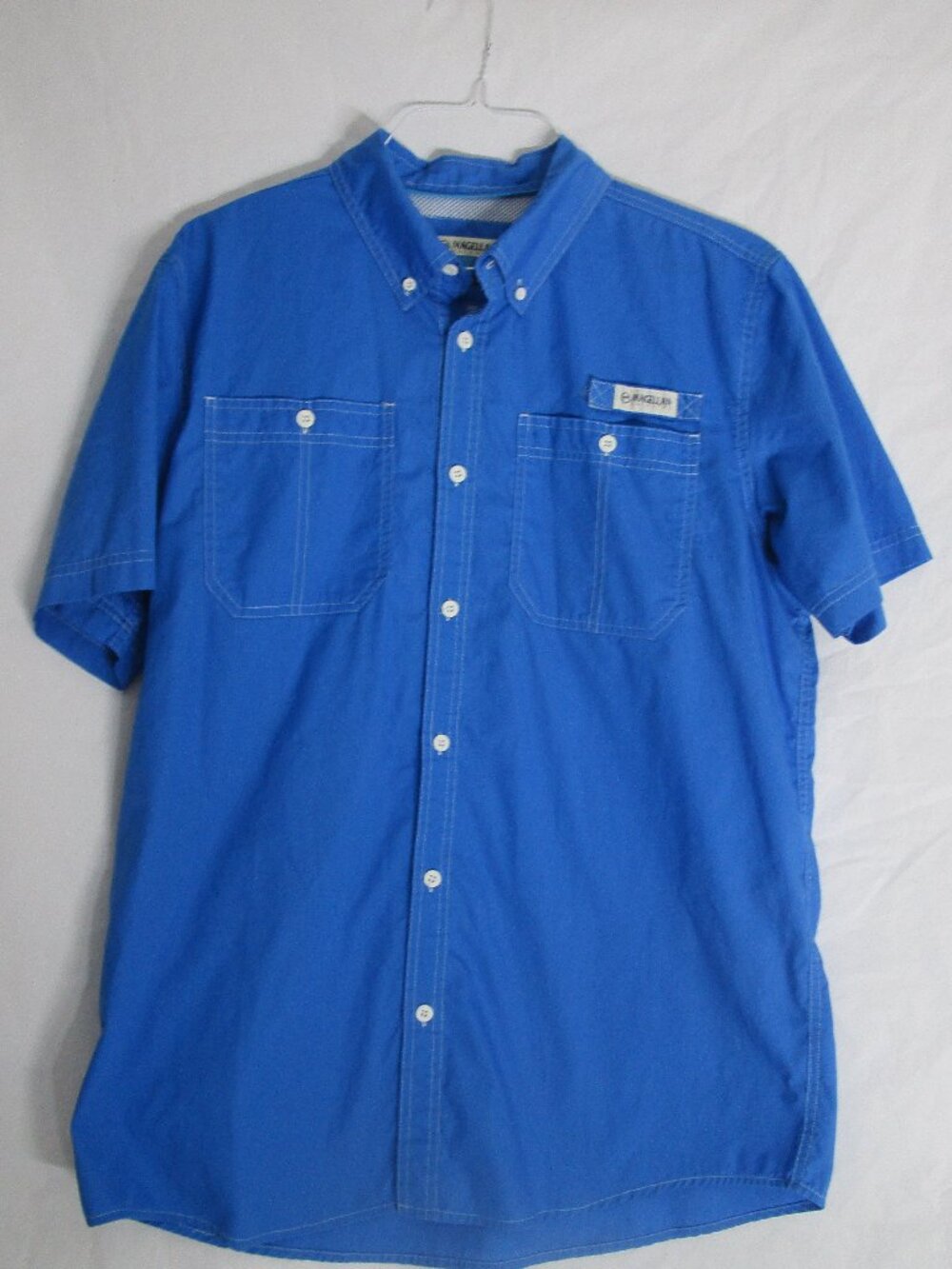 Magellan Fish Gear Men’s Shirt Blue Short Sleeve Fishing Outdoor Size L-preowned
